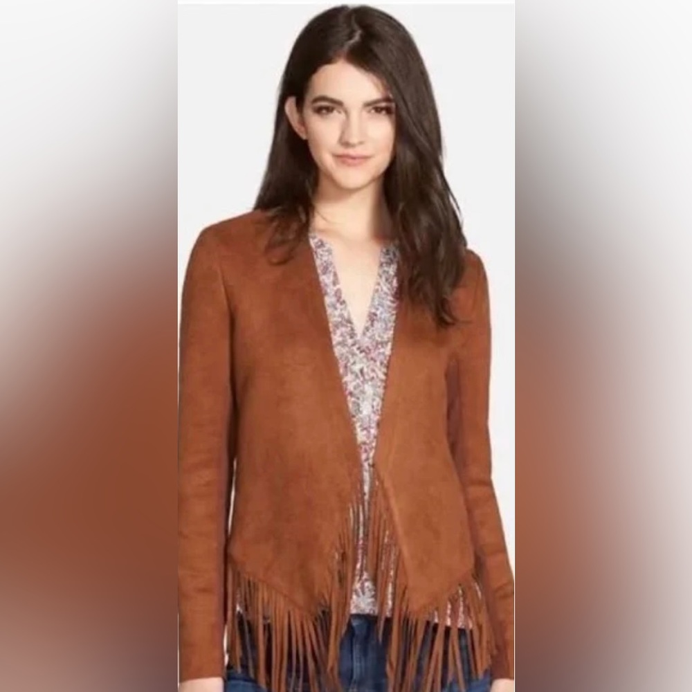 Hinge Brown Faux Suede Fringe Jacket💕✨